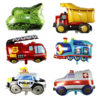 Cartoon Car Balloon Large Children's Transportation Party Decor Supply Cycle Racing Tank Train Baby Shower Gift Excavator Plane
