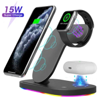 3 in 1 Magnetic Wireless Charger Stand For iPhone 12 Pro Max Qi Fast Charging Induction Chargers For Apple Watch AirPods