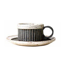 【美濃燒】日本製 六魯 Rokuro Bluts 兵式1號咖啡杯碟組 75ml(陶瓷杯盤、下午茶必備)