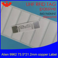 RFID tag UHF sticker Alien 9962 9662 printable copper label 860-960MHZ H9 EPC 6C 50pcs free shipping adhesive passive RFID label