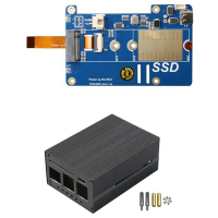 MPS2280P PCIE M.2 NVME SSD HAT + Hộp đựng, cho Raspberry Pi 5, hỗ trợ 2280, 2230, 2242 Bo mạch mở rộ