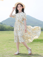 韓版童裝女童雪紡裙子夏裝2023新款中大童洋氣兒童夏季女孩連衣裙