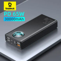Baseus 65W 30000mAh Power Bank PD Quick Charge FCP SCP Powerbank Portable External Charger For Laptop Tablet iphone 15 Samsung