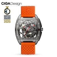 CIGA Design Skeleton Automatic Titanium Watch for Men Z Series Orange Mechanical Wristwatches Sapphire Crystal montre homme Z031
