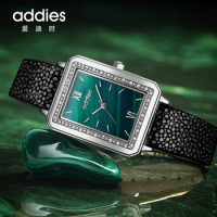 ADDIES watch for women Ladies Quartz Wrist Watch Luxury Brand Rose Gold Green Leather Reloj Para Mujer Women Watches