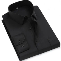 Men's Dress Casual Long Sleeved Shirt Twill White Blue Gray Black Male Shirt For Men Social Brand Shirts 6XL 7XL 8XL 9XL Gozbkf