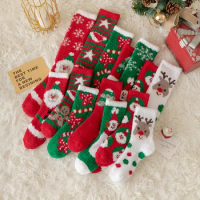 New Autumn Winter Thick Women Christmas Socks Santa Claus Ladies Girl Party Warm Floor Sock For Women Christmas Gift