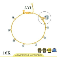 AYU Gelang Kaki Emas - 8 Candy Pop Chain Anklet 16k Yellow Gold 22-24 cm (White Stone)