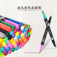 24/48PCS Colors Fine Liner Drawing Painting Art Marker Pens Dual Tip Brush Pen School Supplies Stationery