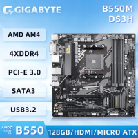 GIGABYTE B550M DS3H Motherboard，AMD B550 4 x DDR4 DIMM 2 x M.2 4 x SATA 6Gb/s support for Ryzen 5000 4000 3000 Series Processors