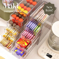 【Tec】Maki Organizer Box Snacks Rak Laci Bening Compact Rack Storage Box Meja Makanan Cemilan Kotak P