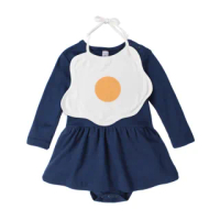 【baby童衣】任選 連身衣 荷包蛋圍兜長袖連身裙 套組 60302(女藏藍)