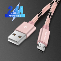 0.5M 2.4A Micro USB Cable For Android Mobile Phones Xiaomi Huawei Meizu Samsung Data Cable Rose Gold Nylon Braided Wire