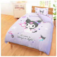 【享夢城堡】單人床包雙人薄被套三件組(三麗鷗酷洛米Kuromi 妝酷女孩-紫)