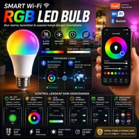Lampu LED Smart Bulb WiFi Bluetooth App Control 9W On Off Timer Remote Auto RGBCW 16 Juta Warna E27 