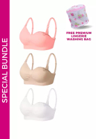 Kiss & Tell 3 Pack Grace Nursing Push Up Maternity Bra in Pink, Nude and White