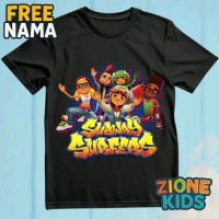 ZIONEKIDS T-Shirt Anak Motif Subway Surfers Terbaru 2026 Hitam Karakter Lengkap Kaos Anak Premium Ba