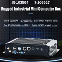 Eglobal G5B Rugged Industrial Mini PC With Intel i5-1035G4 i7-1065G7 2 DDR4 Win10 2 RJ45 Giga LAN 2 COM 2 HDMI2.0 8USB 3G/4G
