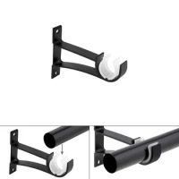 Black Aluminum Alloy Heavy Duty Single Curtain Rod Brackets for Curtain Rod / Window Hardware Rod Pole Bracket