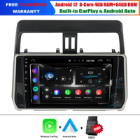 2DIN Android 12 CarPlay Android Auto Car Multimedia Stereo Player For Toyota Land Cruiser Prado 150 2017-2018 GPS Navigation
