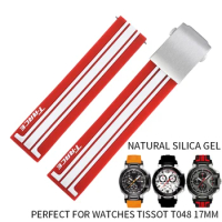 17mm 21mm Rubber Silicone Watchbands for Tissot T-RACE T048-417A Men Black Orange Waterproof Sports Deployant Clasp Bracelets