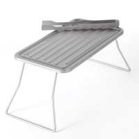 Ti-Plate Foldable Barbecue Table Camping BBQ Grill Table Outdoor Picnic Grill Rack Lightweight Frying Table Cooking Accessory