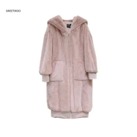 New Style Rex Rabbit Fur Coat, Thick Long Hooded Coat for Autumn and Winter, Fur Coat for Women