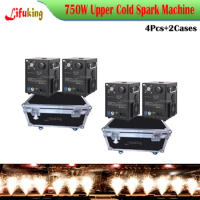4 Pcs 750W Stage Light Effect Cold Spark Machine with Flycase Dmx Powder Sparkular Machine Ti Powder Machine Party Wedding Disco