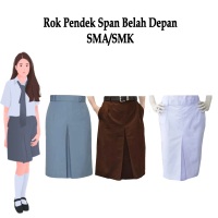 Rok Span Pendek SMA Pendek Warna Abu, Coklat, Putih