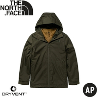 【The North Face 男 兩件式DV防水外套 AP《軍綠》】5AXU/防潑水外套/連帽外套/風雨衣/衝鋒衣