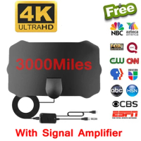 3000Miles TV Antenna 8K 25 High Gain HD TV Digital DVB-T2 Box EU Plug Booster Active Indoor Amplifier For Car RV travel smart tv