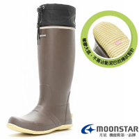 【MOONSTAR 月星】3E 寬楦雨靴.長筒雨鞋.露營園藝雨靴(MSRLS041 赤玉土)