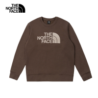 【The North Face 官方旗艦】北面男款棕色舒適保暖大尺寸品牌印花長袖大學T｜8ATF1OI