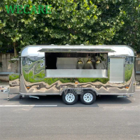 WECARE Stainless Steel Mobile Bar Trailers Fully Equipped Coffee Van Burger BBQ Pizza Catering Fast Food Truck with Full Kitchen
