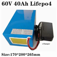 lithium 60V 40Ah lifepo4 battery with BMS deep cycle for 3000w Electric Bicycle Forklift Scooter motorcycle AGV + 5A charger
