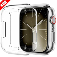 Full Cover Watch Case For Apple Watch Series 8 7 6 5 4 3 2 SE Silicone Clear Case Screen Protector iWatch 38 40 41MM 42 44 45MM