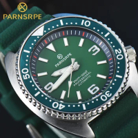 PARSRPE - Luxury new diver's watch men's automatic mechanical watch NH35A sapphire glass waterproof green rubber strap