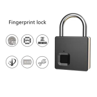 Smart Lock Keyless Fingerprint Lock Anti-Theft Security Rechargeable Padlock Door Luggage Case Lock with Key Door-Padlocks