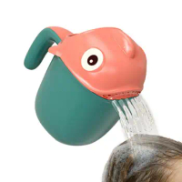 Baby Bath Shower Head Rinse Cup Cartoon Shark Cute Shower Washing Bathroom Accessories Bathing Toys for 0-6 Years Old Baby