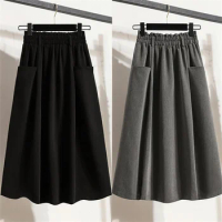 Gowyimmes 2023 Big Size Fashion Women High Waist Midi-Long Skirt Fashion Casual Lady A-line Bud Skirts Bottomings Outwear 1619