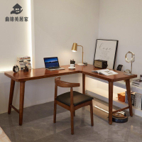 庫房現貨 電腦桌 職員桌 辦公桌 實木桌 實木轉角L型書桌臥室雙人電腦桌臺式家用學習桌簡約工作臺辦公桌 免運開發票syse