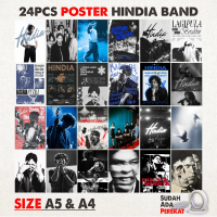 FunStoreMerch Poster Band HINDIA 24 Lembar Ukuran A5 & A4 Bisa Reqeust Free Stiker dan Perekat | POS