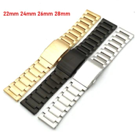 Thick Stainless Steel Watch Strap for FOSSIL Seiko IWC Watch Folding Buckle Clasp 22mm 24mm 26mm 28mm Metal Watchband Bracelet