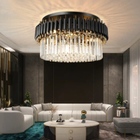 Modern Luxury K9 Crystal Ceiling lights LED Living room Ceiling lamps Black/Golden Bedroom fixtures Home decorative lighting
