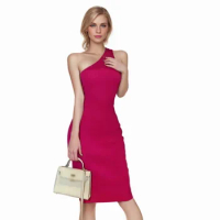 Womens One Shoulder Long Knit Dress Sexy Summer Sleeveless Bodycon Ruched Wrap Cocktail Dresses