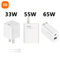 Xiaomi 33W 55W 65W Max GaN Charger With Type-C Cable Fast Charging Mini Plug Safe Power For Xiaomi Huawei Samsung Smart Device