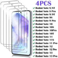4Pcs Tempered Glass for Xiaomi Redmi Note 13 12 11 Pro 10S 11S Screen Protector for Redmi Note 8 9 Pro 8T 9T 9S Protective Glass