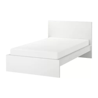 MALM 床框 高床頭板, 白色/lönset, 120x200 公分