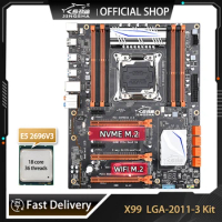 JINGSHA X99 Motherboard Kit Xeon E5 2696V3 Kit LGA 2011-3 CPU Processor Support DDR3 1600MHz Memory M.2 NVME X99 Four Channel