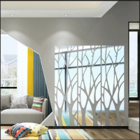 3D acrylic mirror small tree shaped wall sticker DIY art mirror living room bedroom TV background wall home decoration